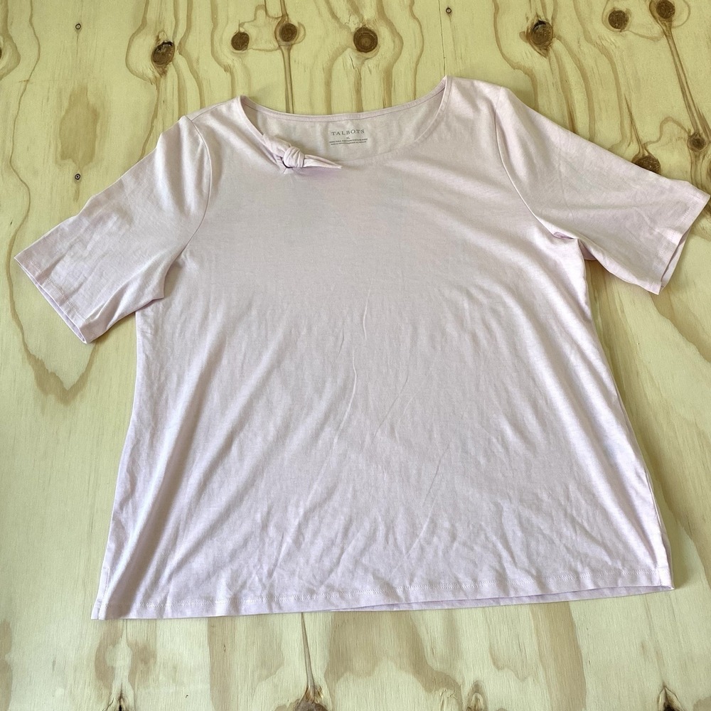 Talbots Pink Pima Cotton Top XL Short Sleeve Lightweight Stretch Preppy Coastal